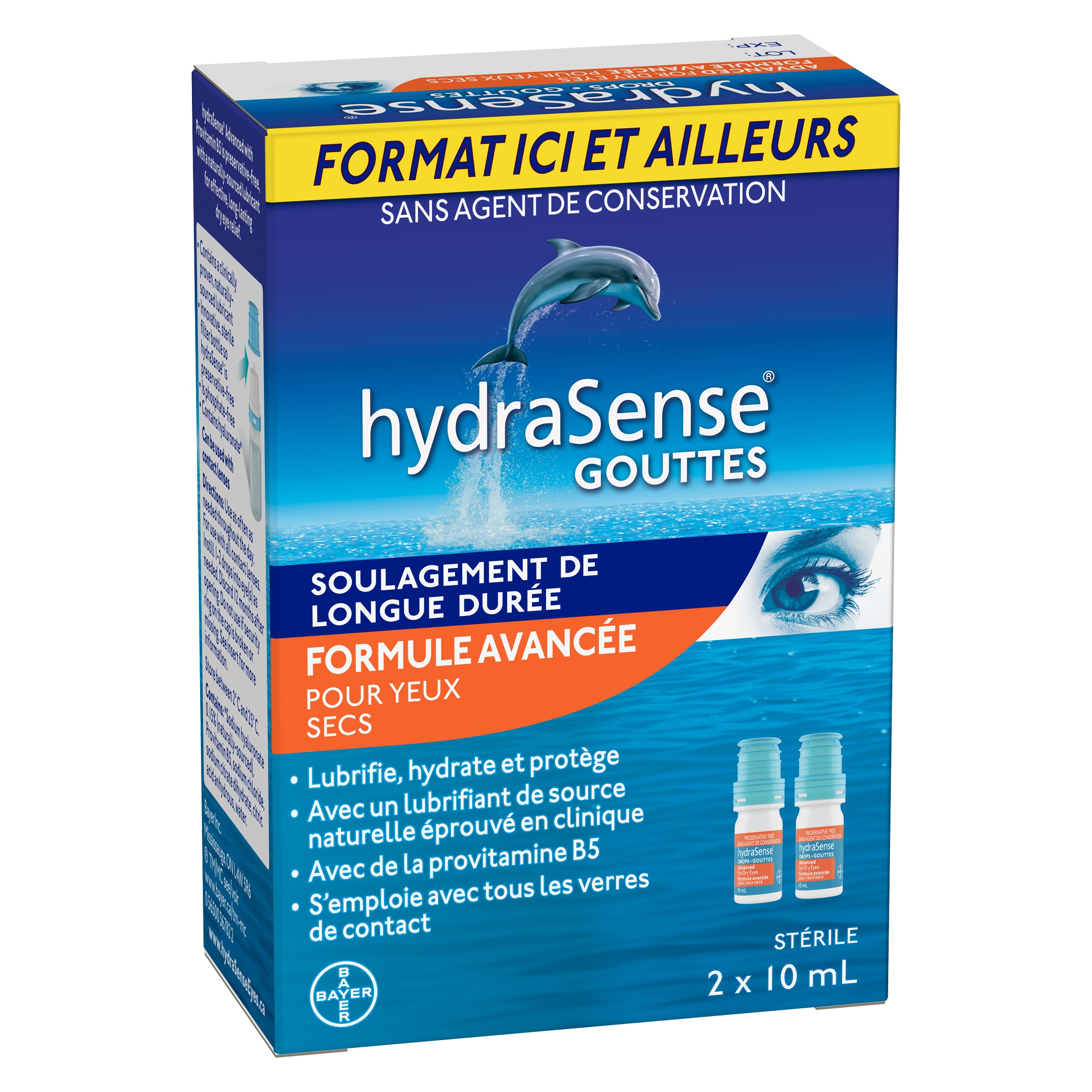 Gouttes oculaires avec hyaluronate de sodium | hydraSense®